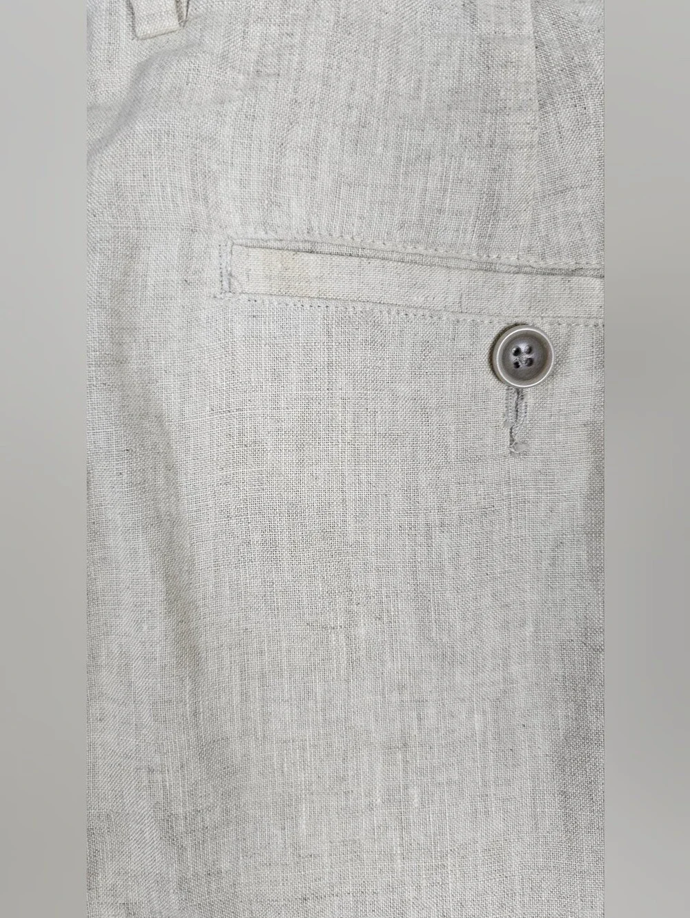 Tasso Elba Men’s 100% Linen Pants Sz 34x30 Beige Natural Flat Front Lightweight